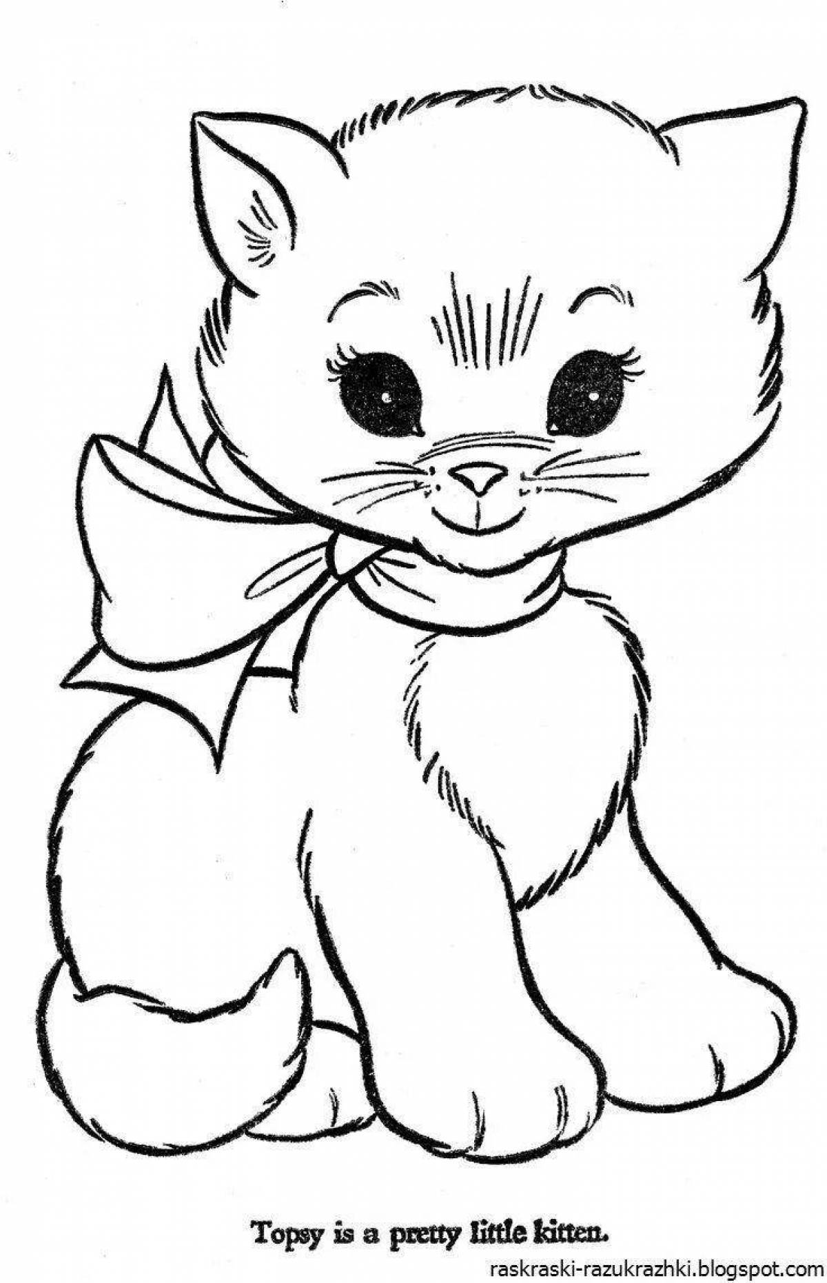 Fun pussy and doggy coloring page