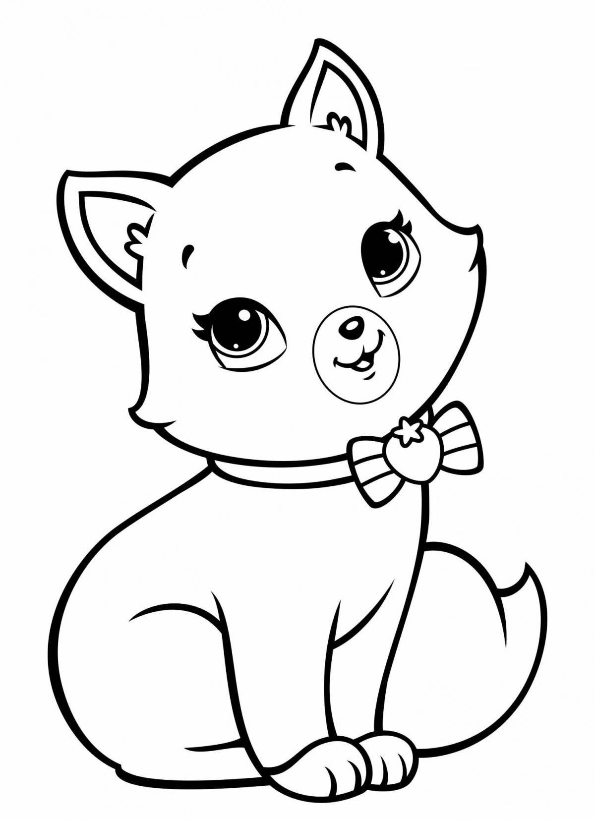 Playable pussy and doggy coloring page
