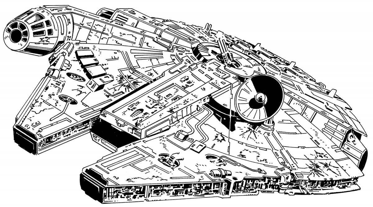 Раскраска корабль Звездные войны. Космически корабль