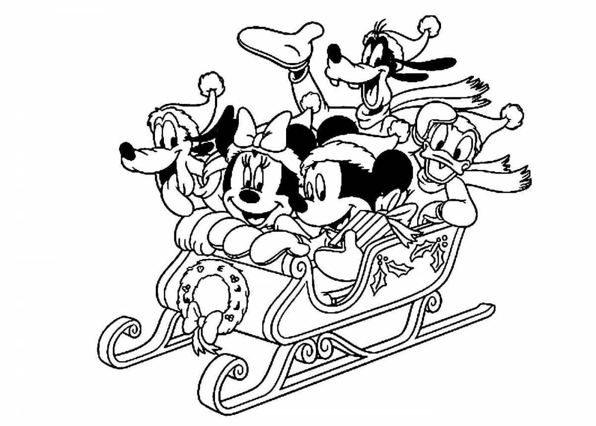 Radiant coloring page christmas mickey mouse