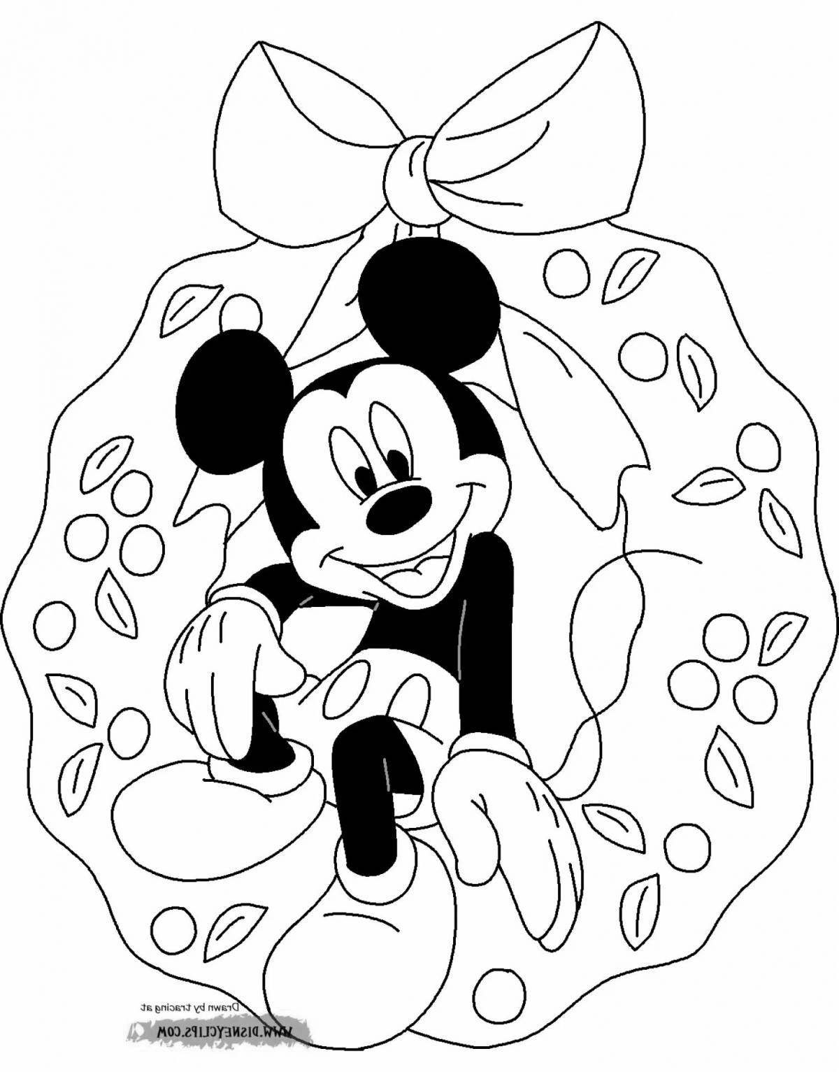 Playful coloring Christmas mickey mouse