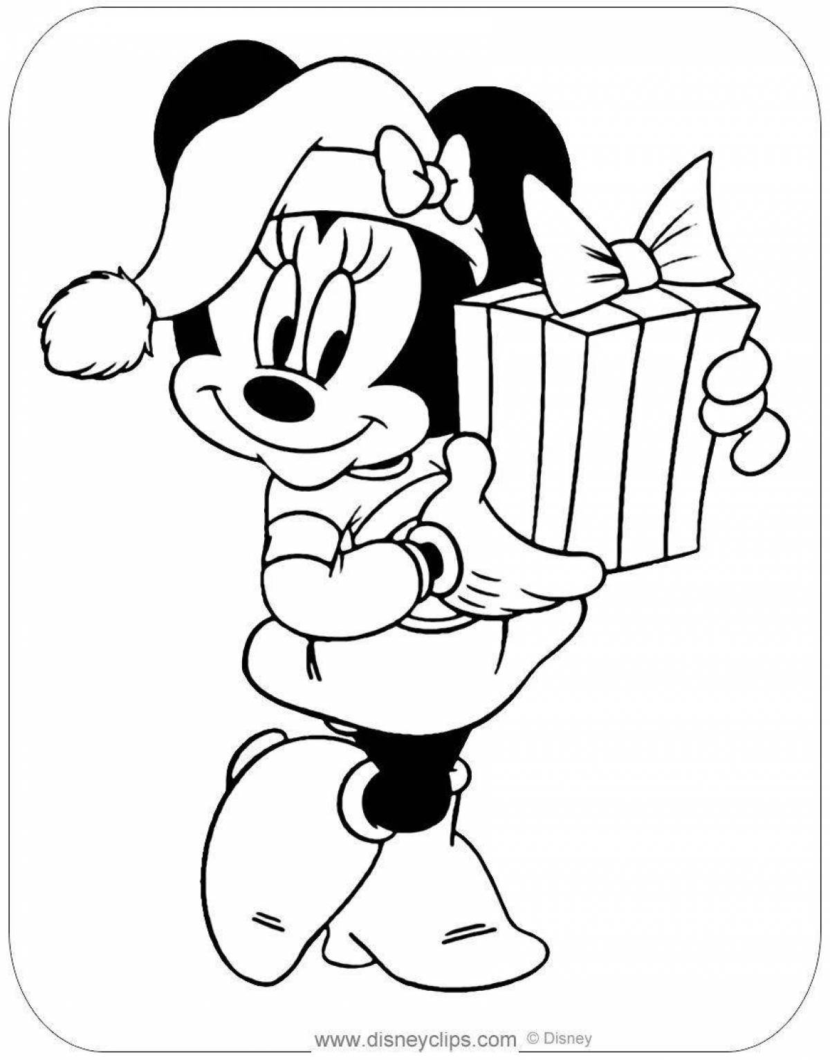 Adorable Mickey Mouse Christmas Coloring Page