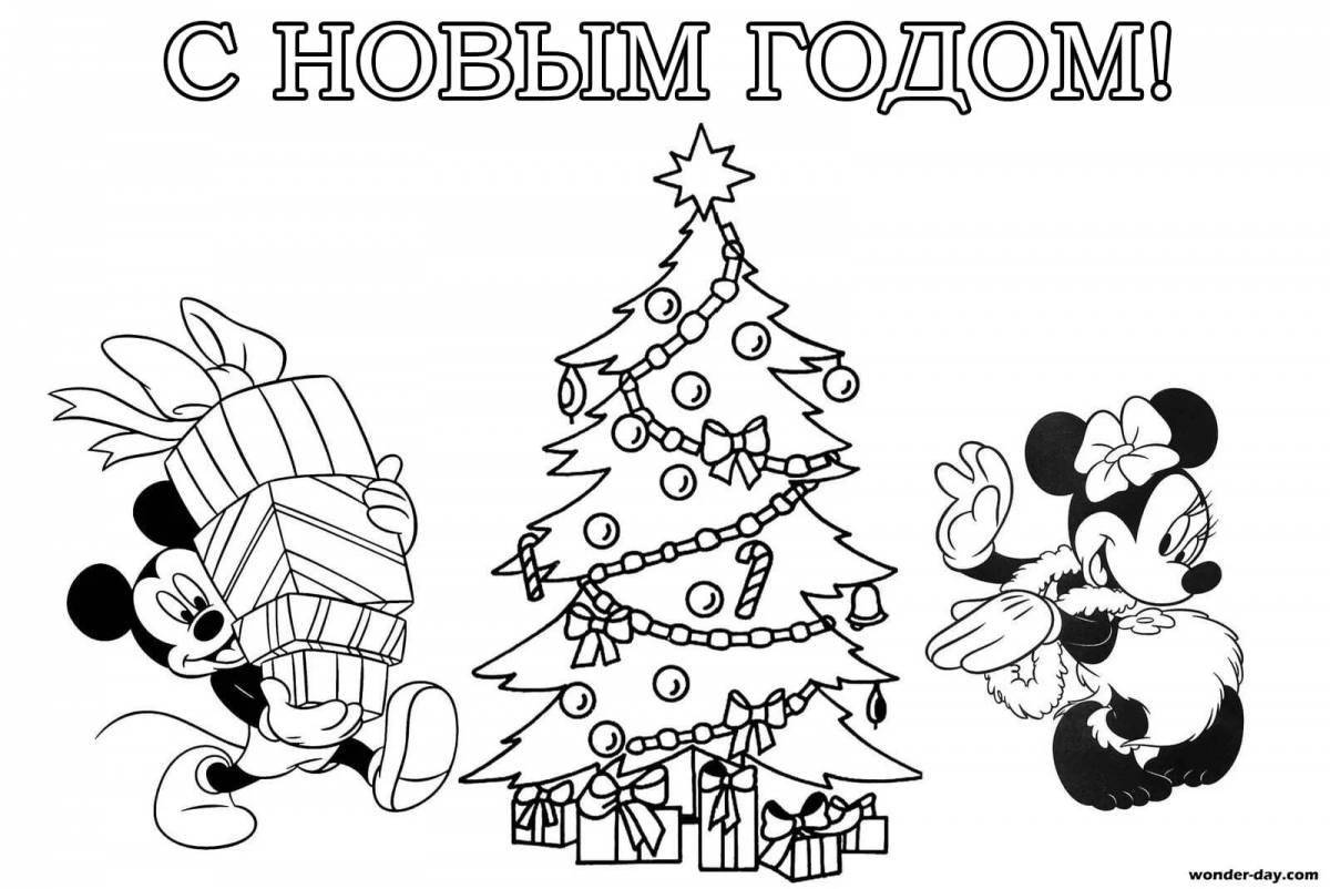 Rampant Mickey Mouse Christmas Coloring Page