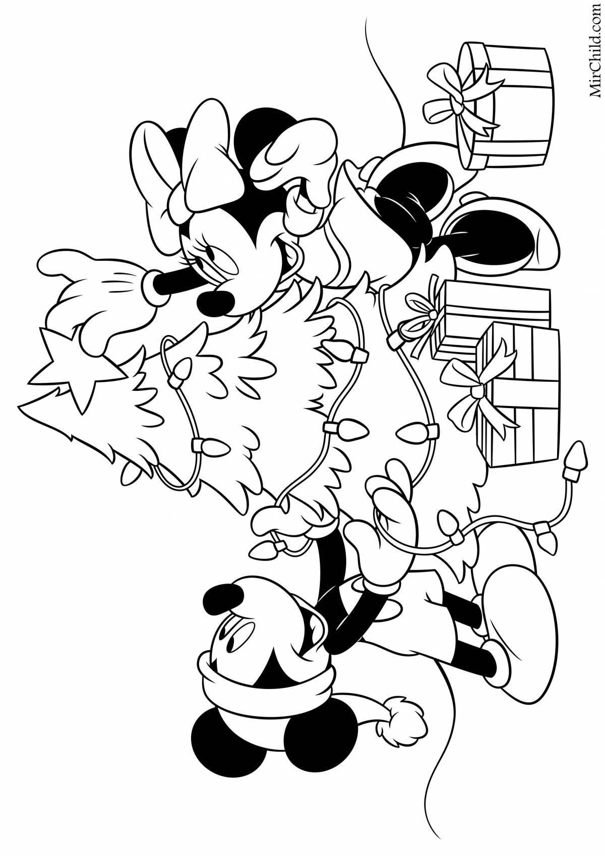Grand coloring page christmas mickey mouse