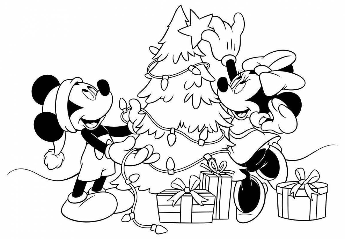 Generous Mickey Mouse Christmas Coloring Page