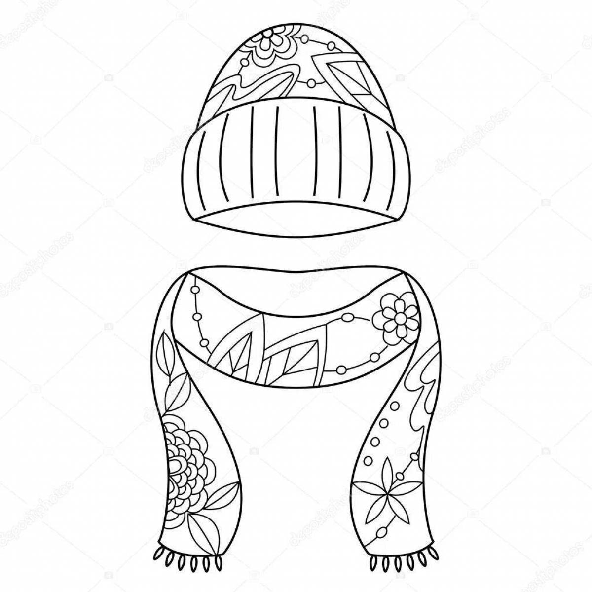 Coloring page playful hat and gloves