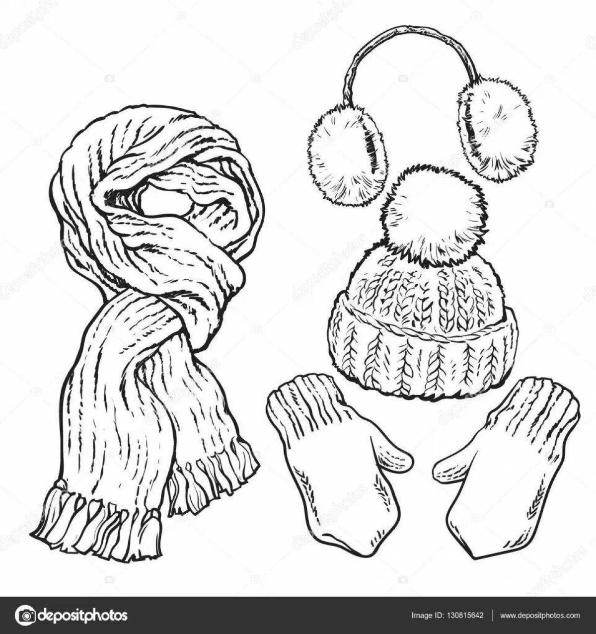 Fancy hat and gloves coloring page