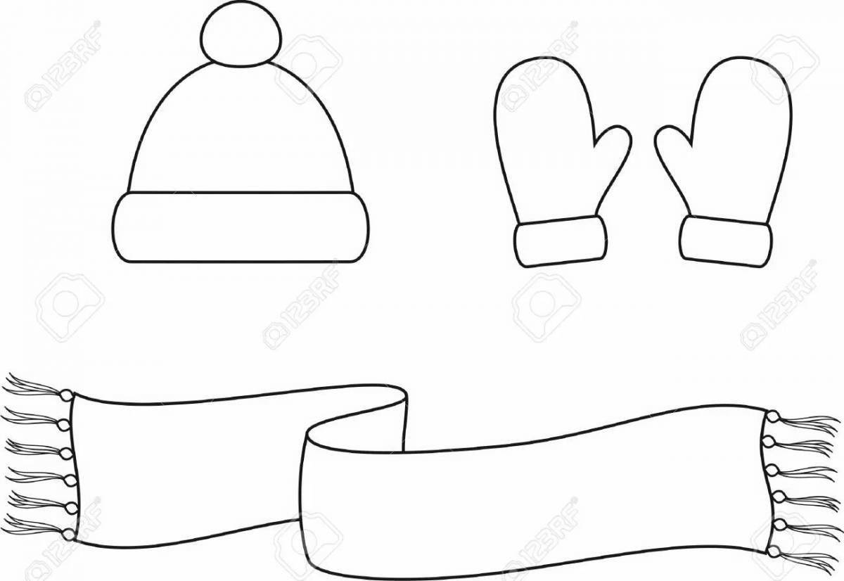 Animated hat and gloves coloring page