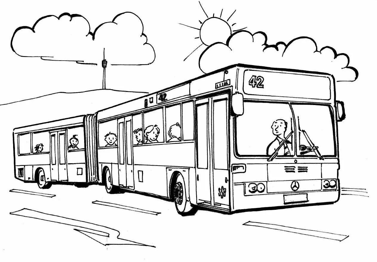 Glowing accordion bus coloring page