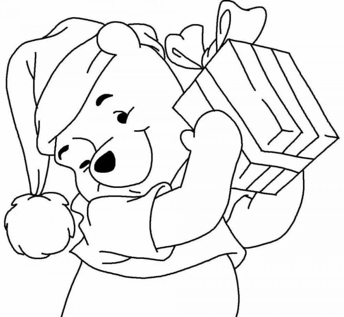 Cute bear with a gift coloring book