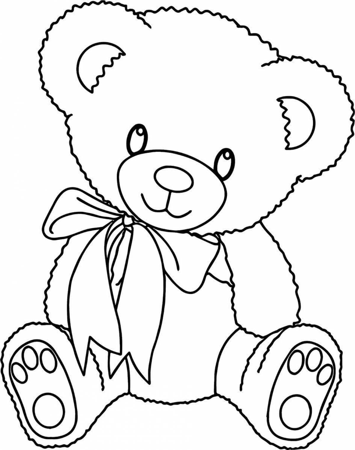 Loving bear with a gift coloring book