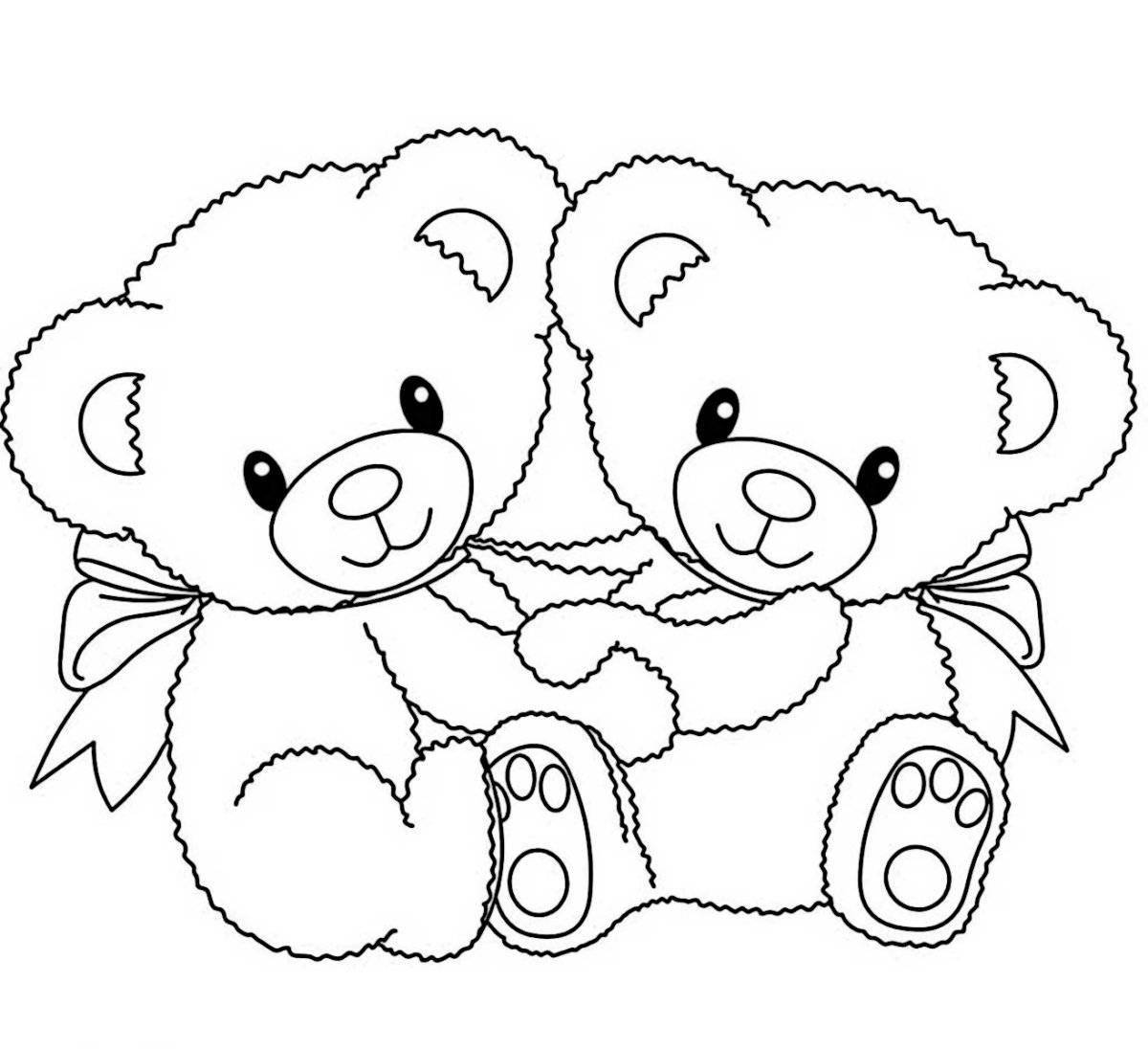 Coloring page adorable bear with a gift