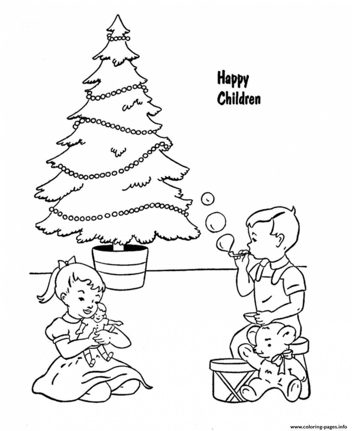 Creative children decorate the Christmas tree