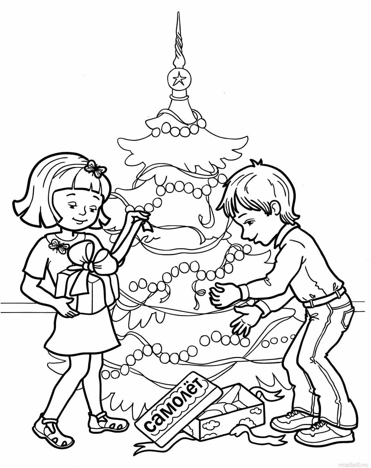 Children decorate the Christmas tree #3