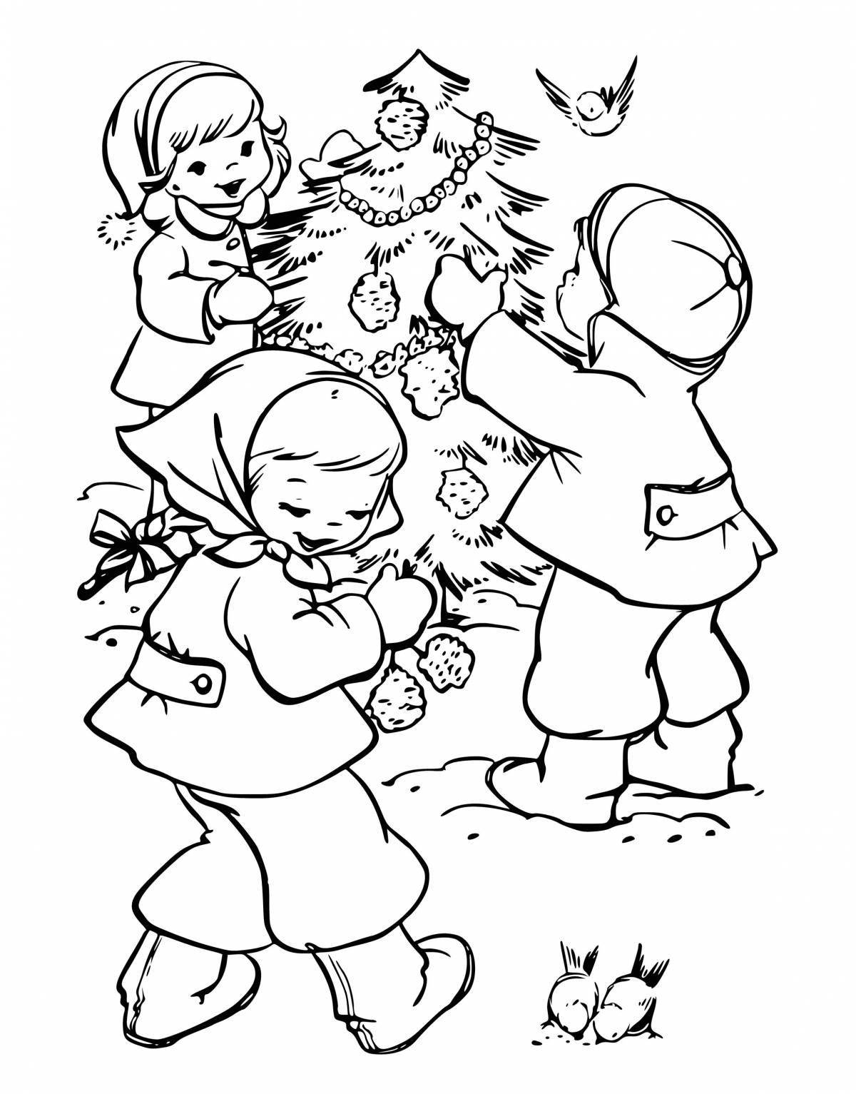 Дети наряжают елку #4