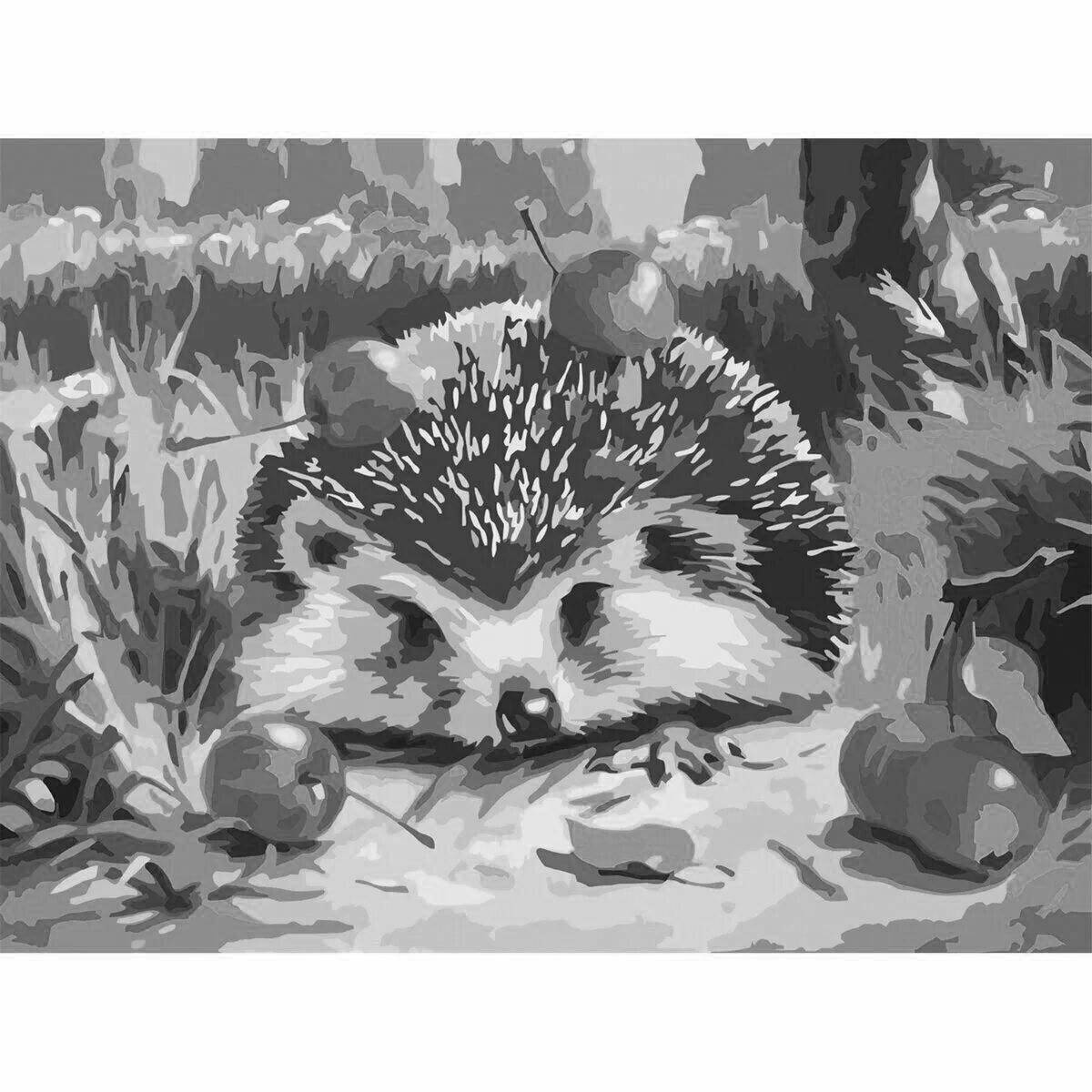 Coloring adorable hedgehog by numbers