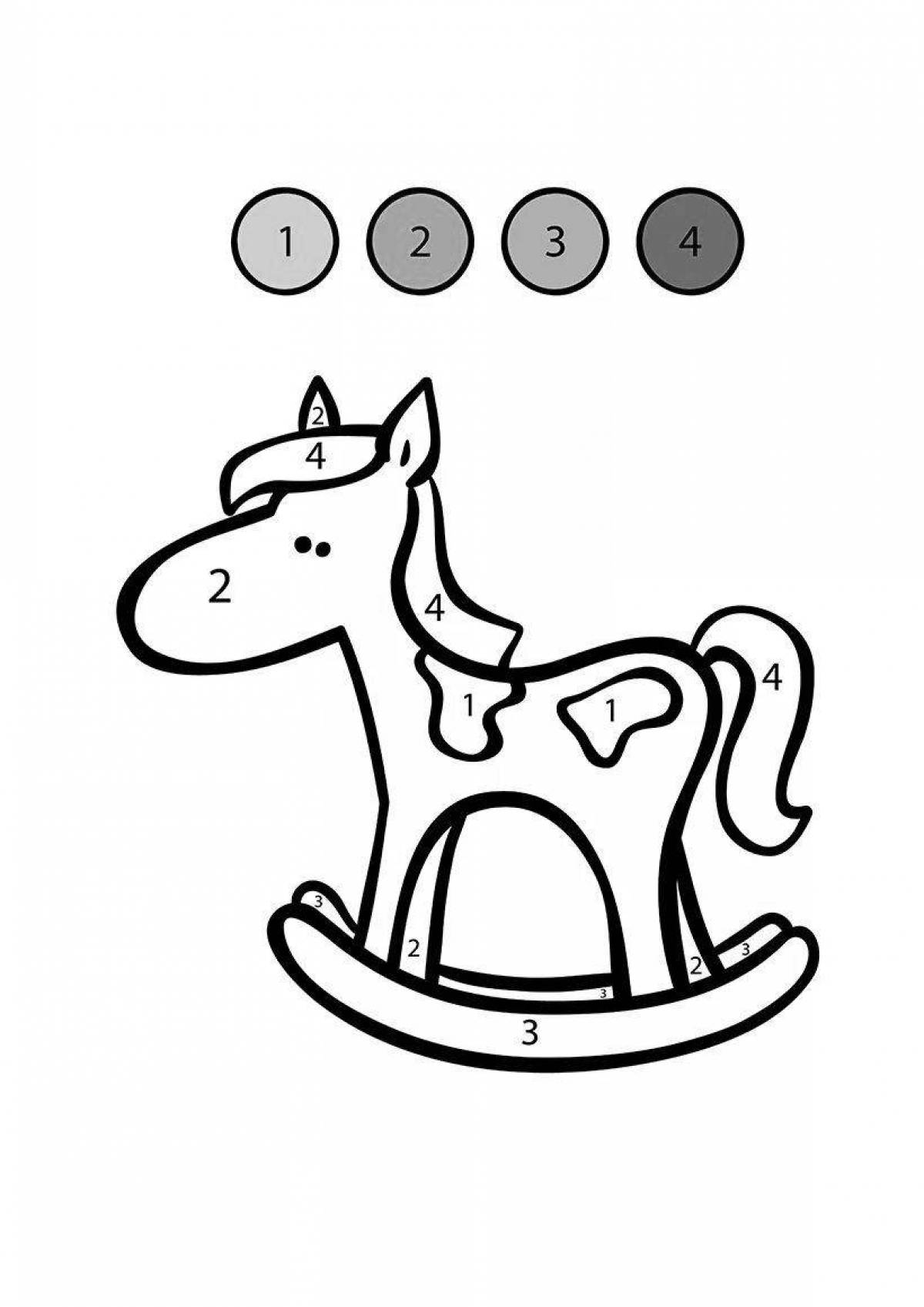 Bright horse coloring by numbers