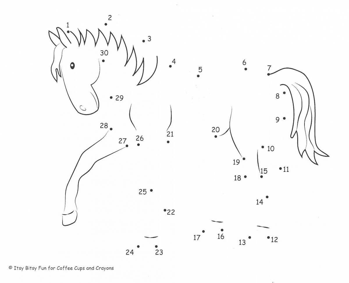 Игривая раскраска по номерам лошадь