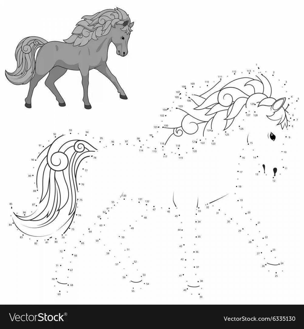 Exotic horse coloring by numbers