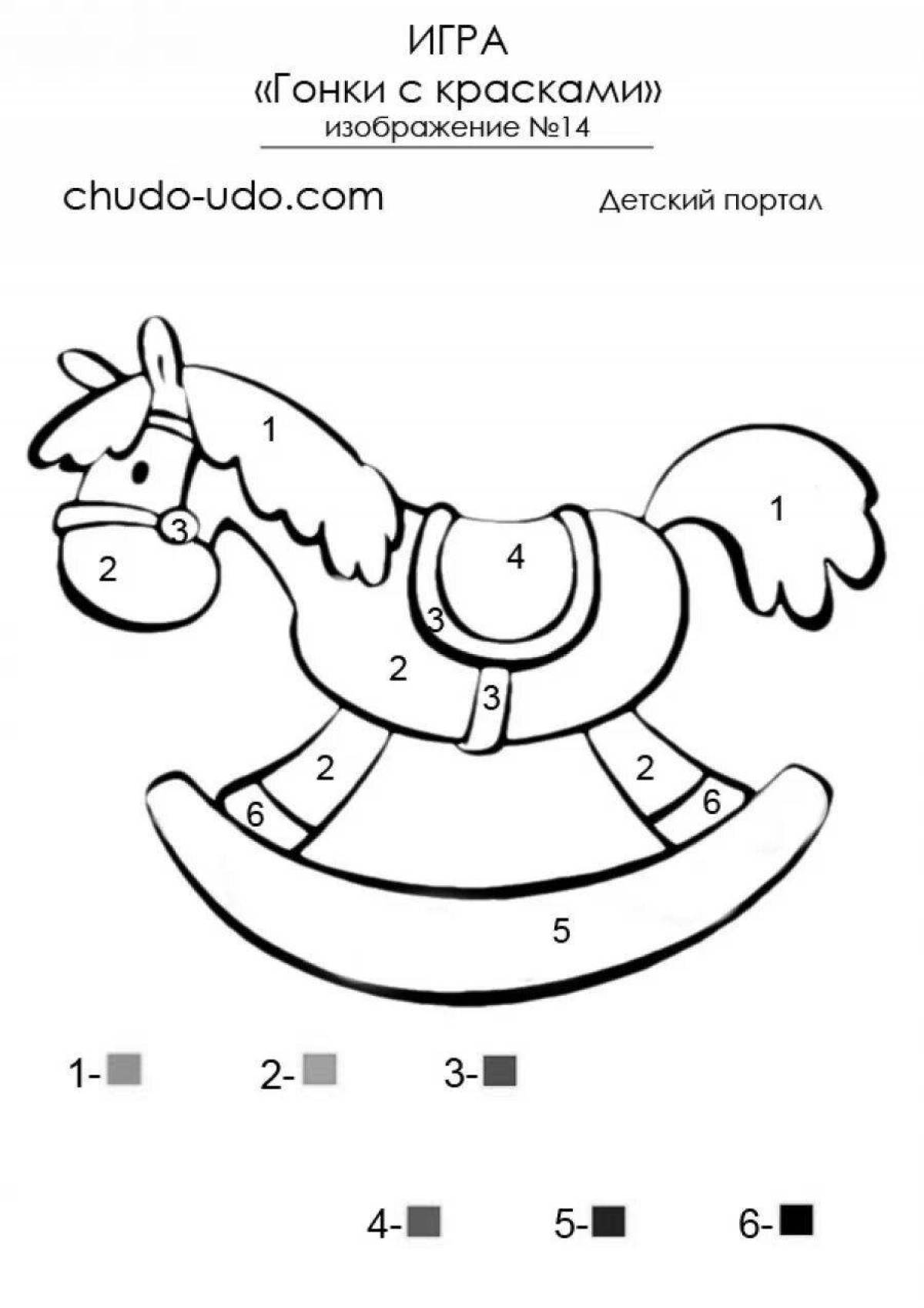 Joyful horse coloring by numbers