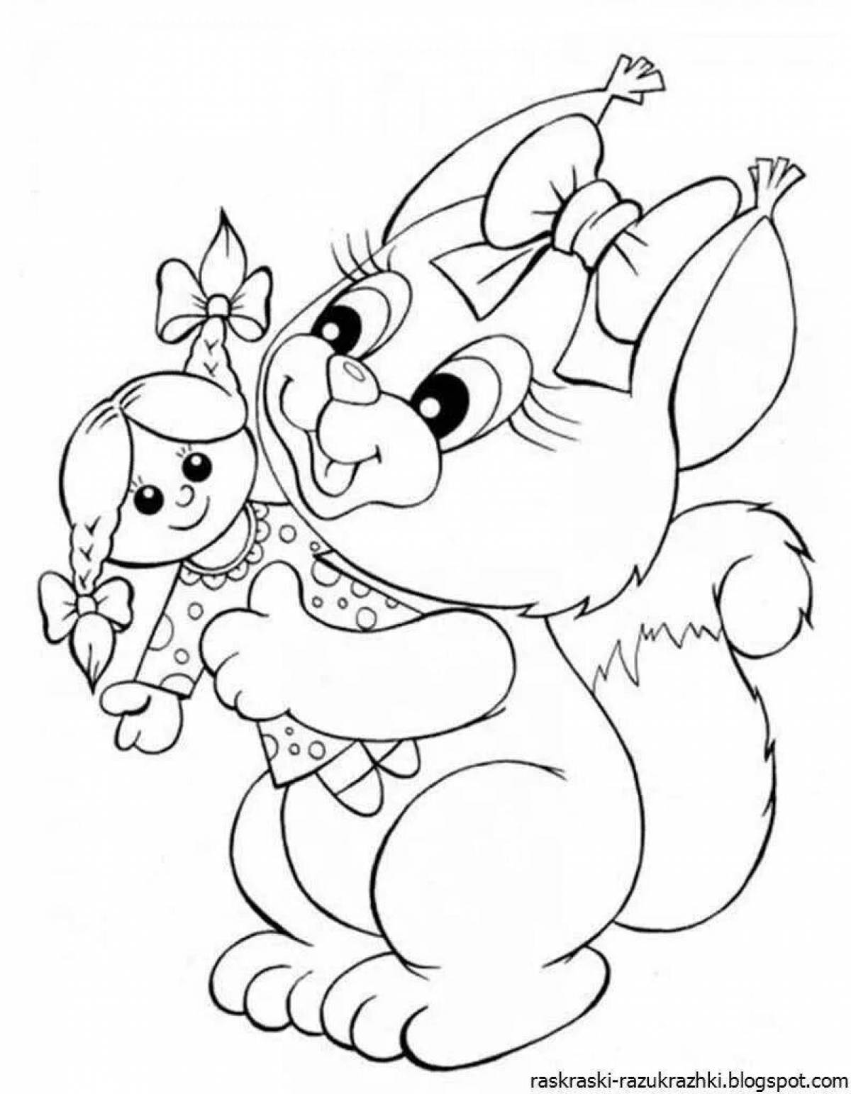 Fun squirrel coloring book for kids