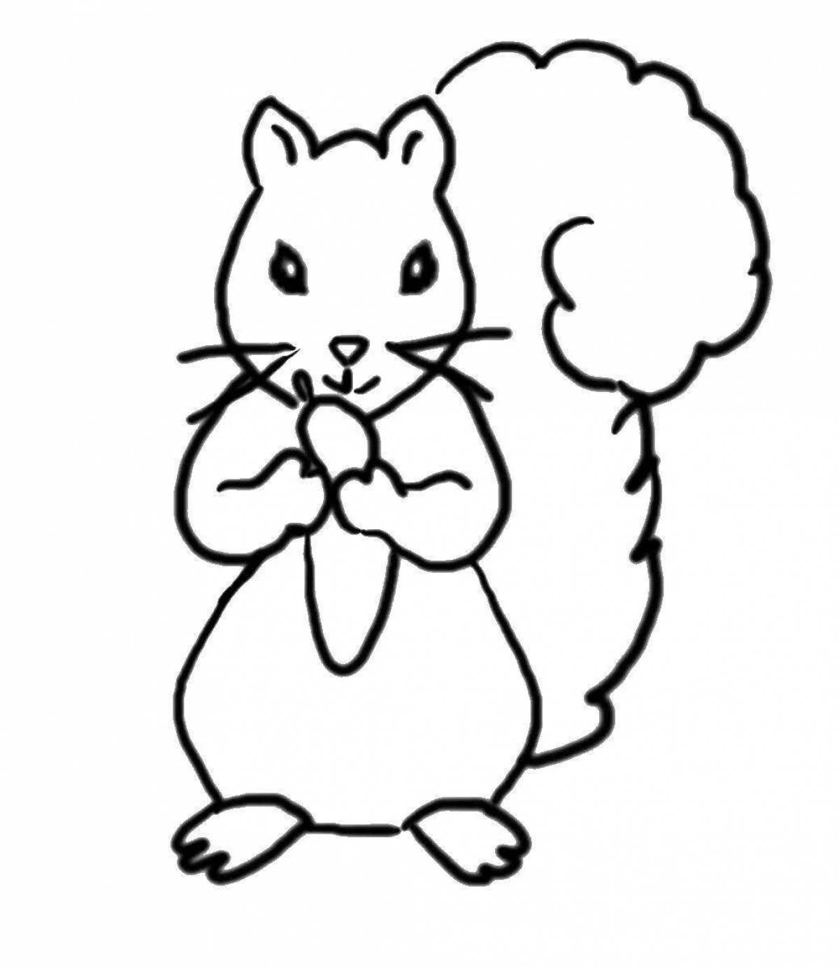 Naughty squirrel coloring for kids