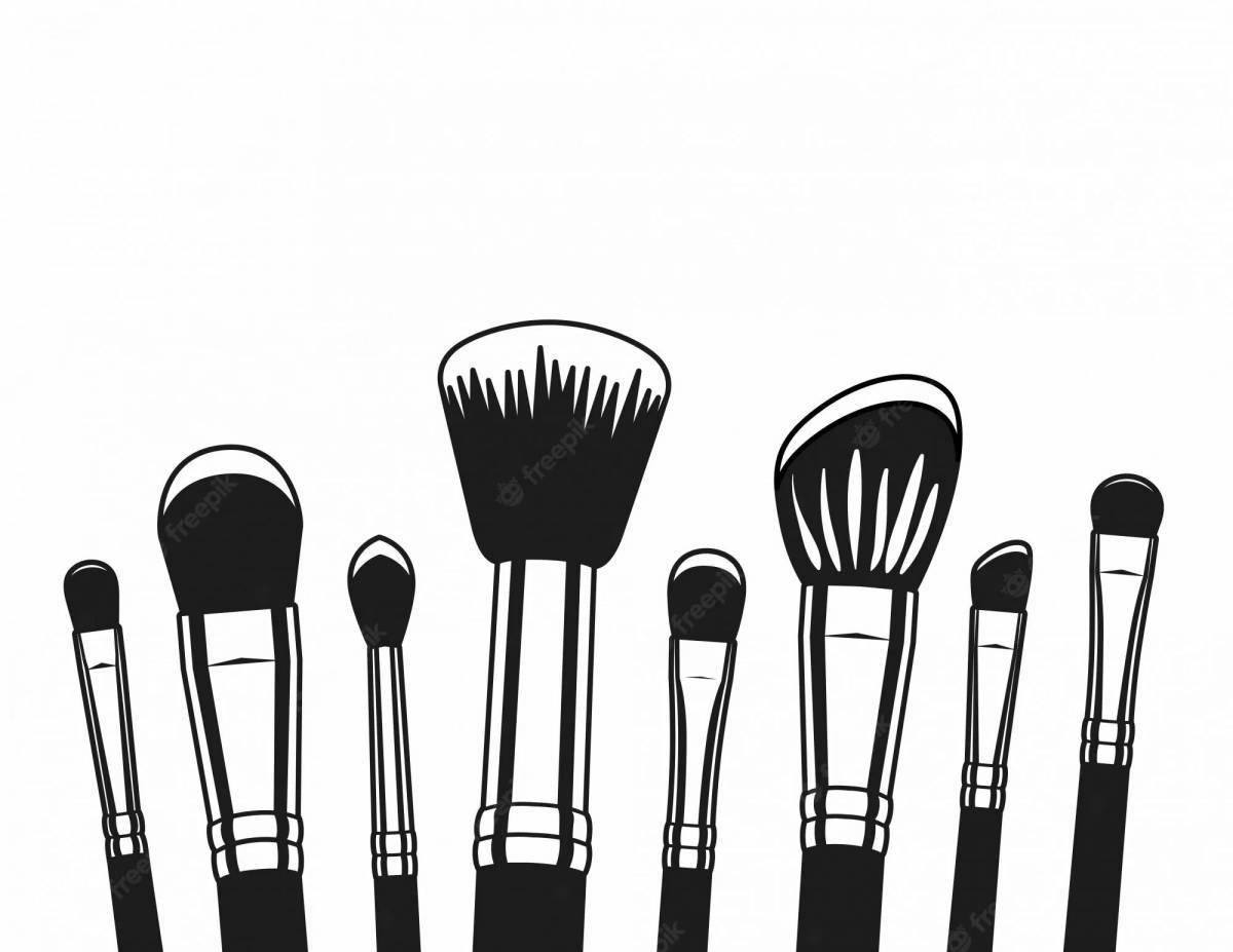 Colorful makeup brushes coloring book