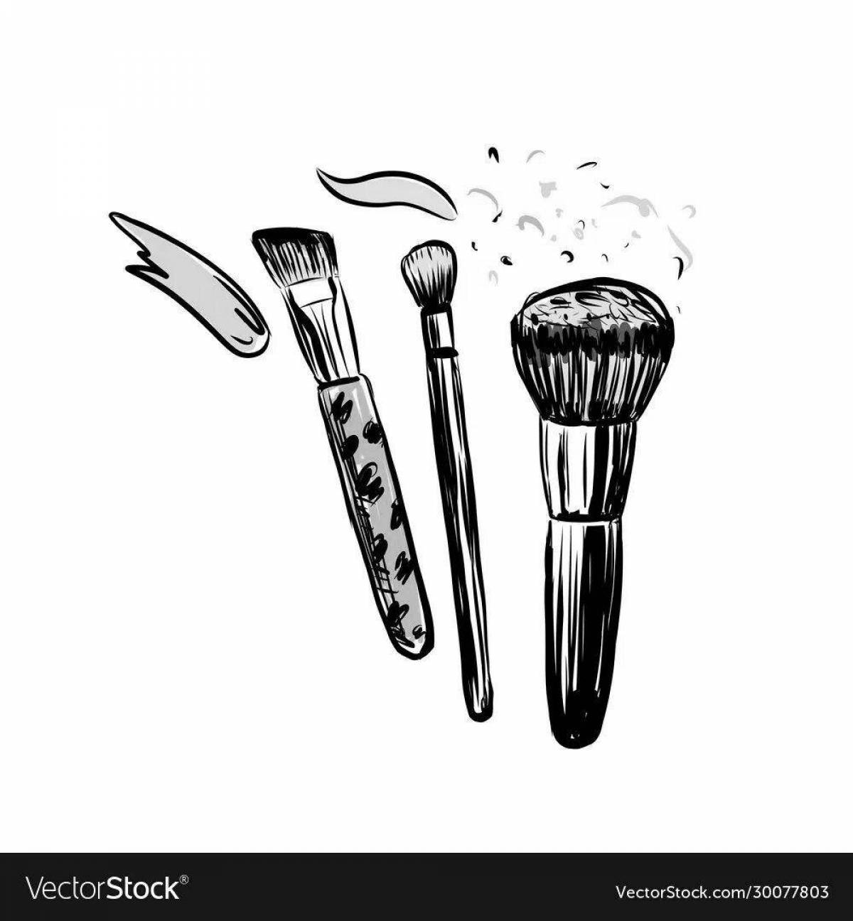 Coloring page happy makeup brushes