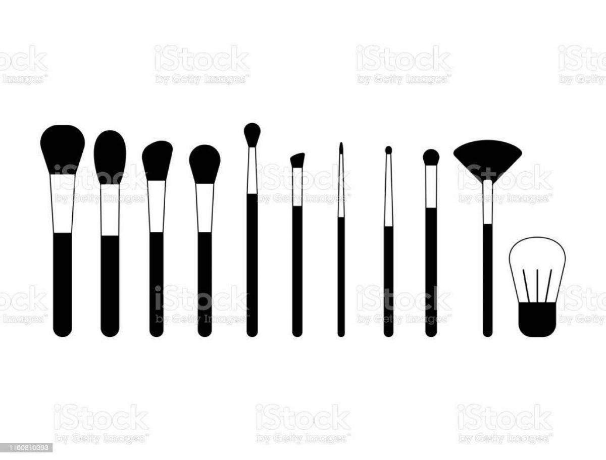 Coloring page adorable makeup brushes
