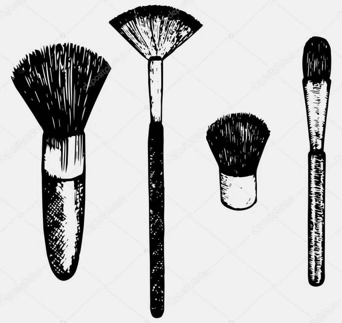 Peaceful makeup brushes coloring page