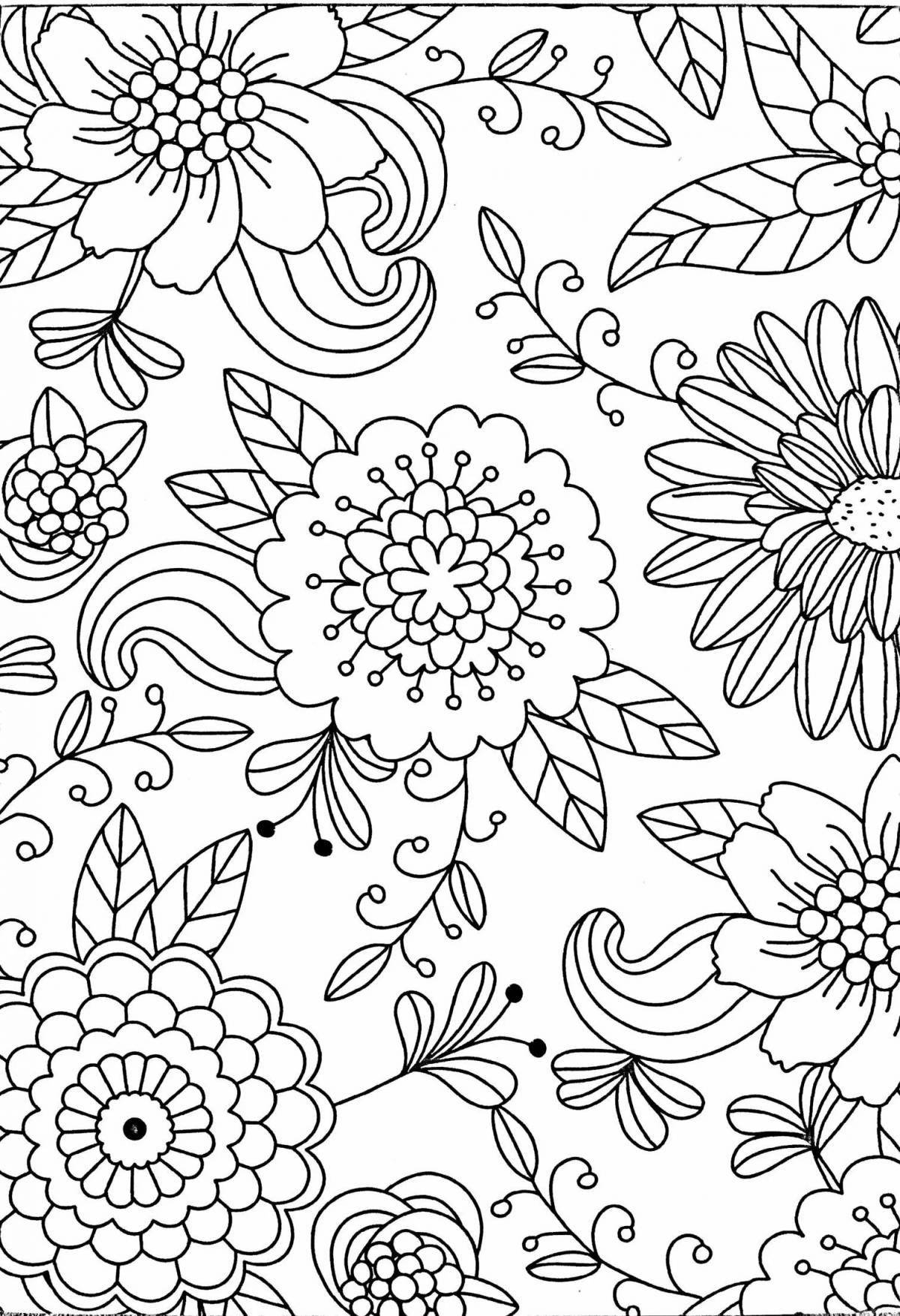 Coloring page festive Russian folk scarf