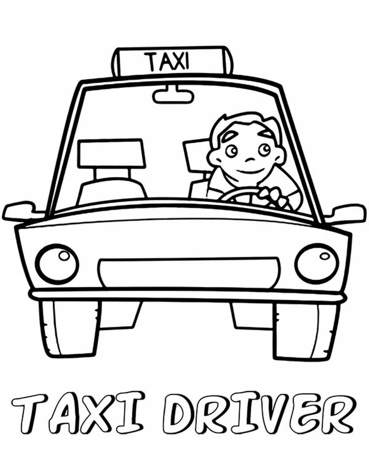Coloring page happy taxi driver