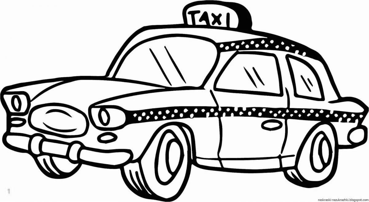 Coloring book cheerful taxi driver
