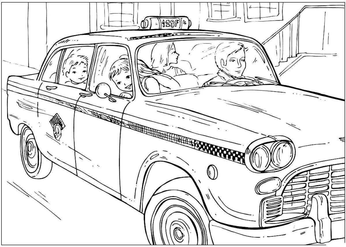 Taxi driver fun coloring book