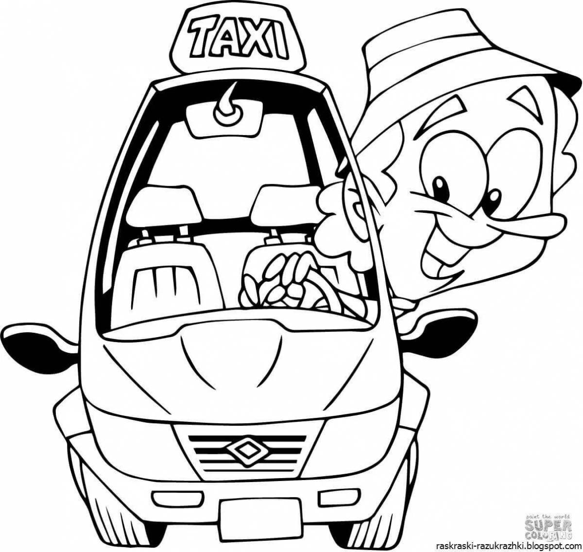 Animated Taxi Driver Coloring Page