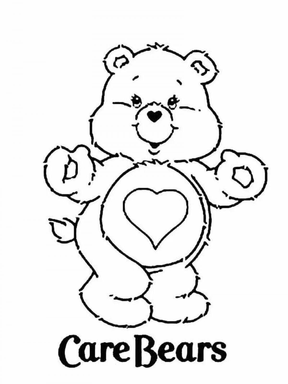 Раскраска нежный медвежонок с сердечком