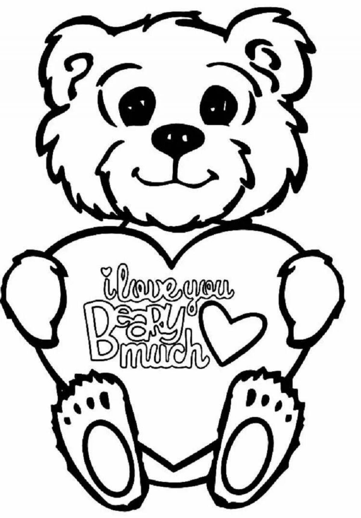 Coloring page cozy teddy bear with a heart