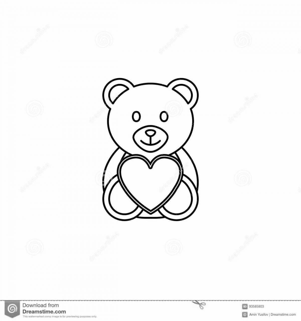 Teddy bear with a heart coloring book