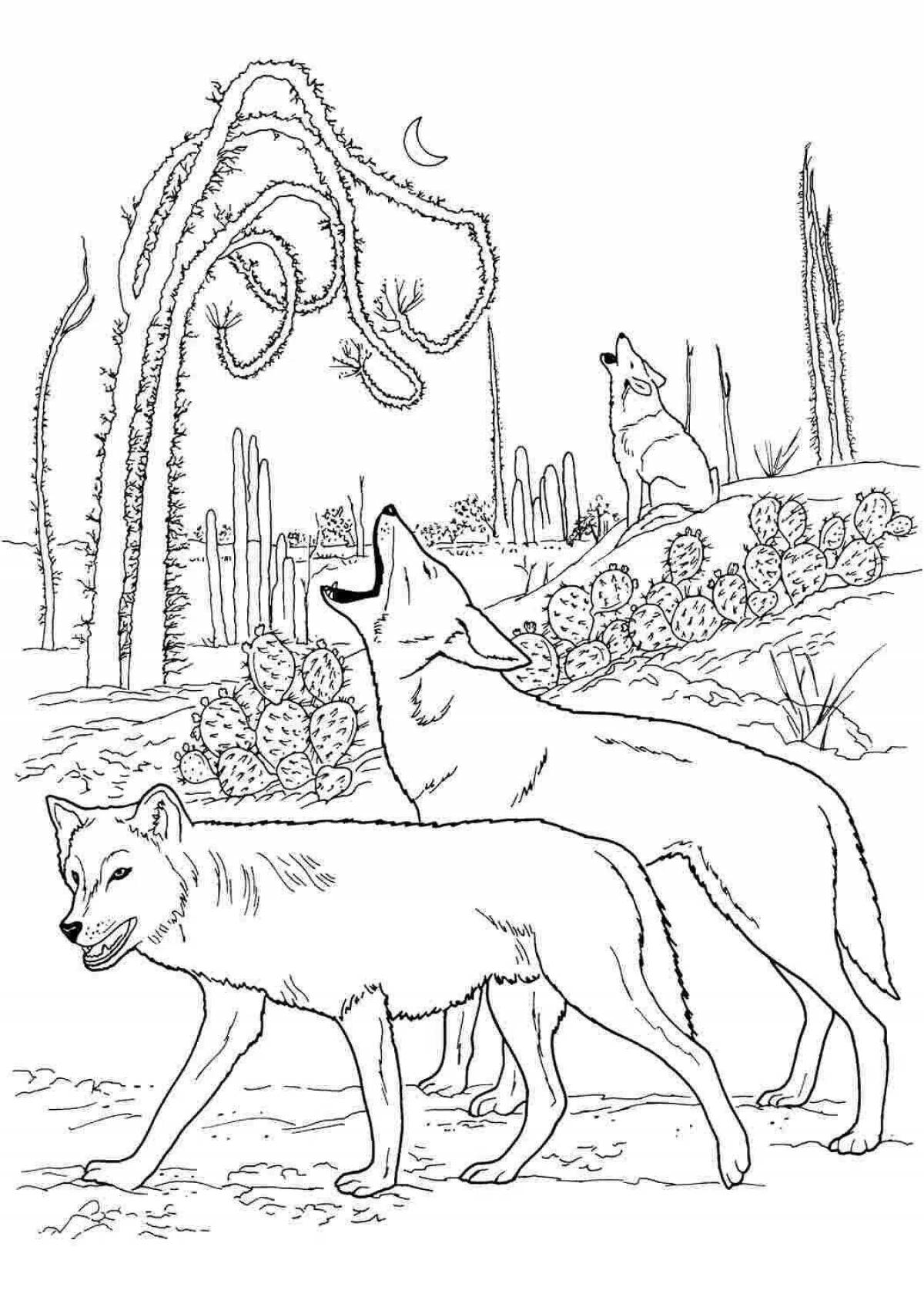Красивая страница раскраски легенды о волках