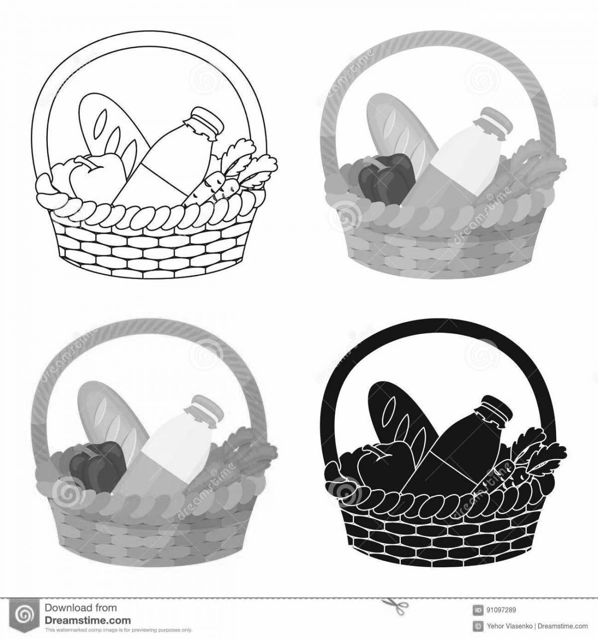 Coloring page holiday food basket