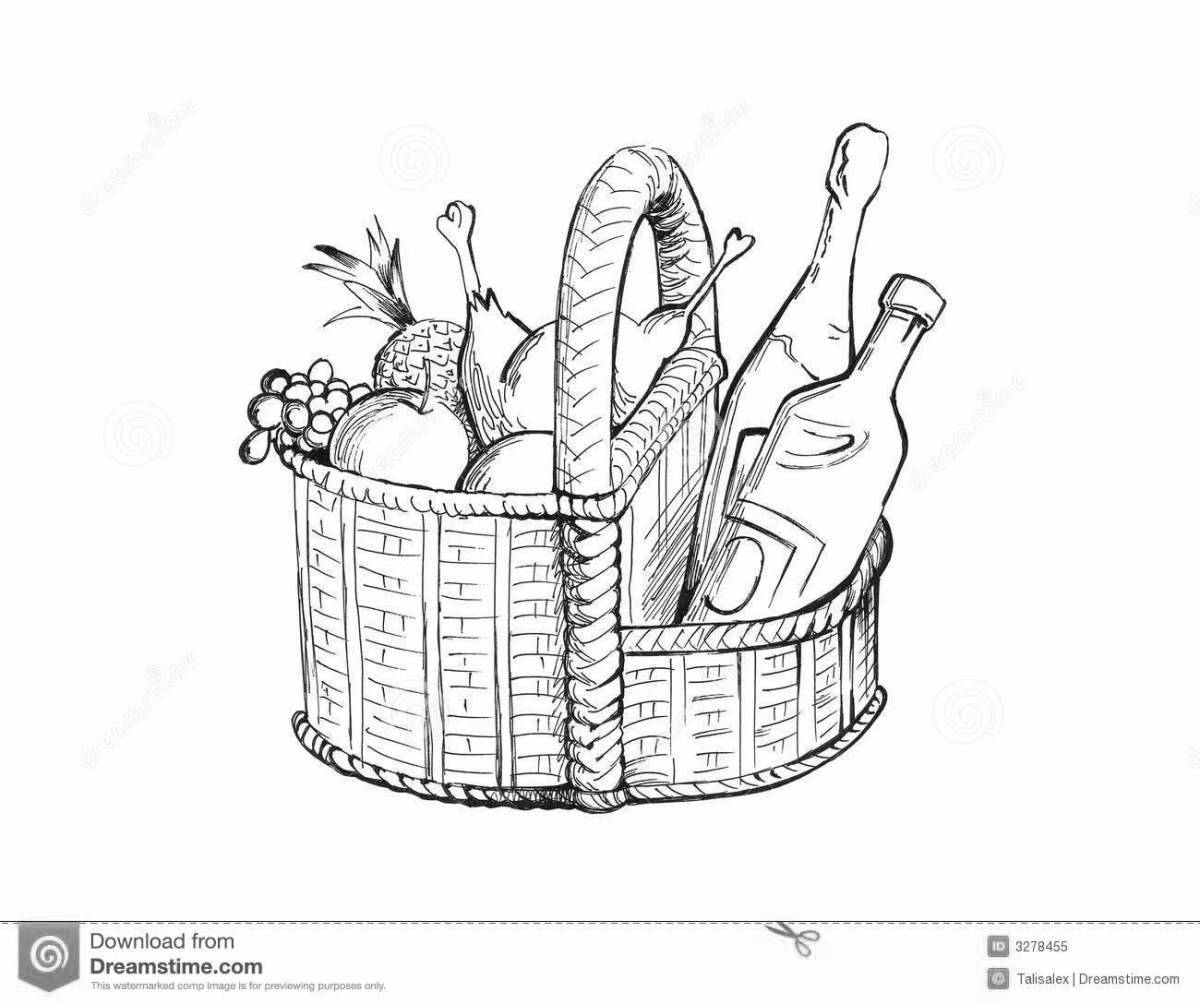 Coloring book shiny grocery basket