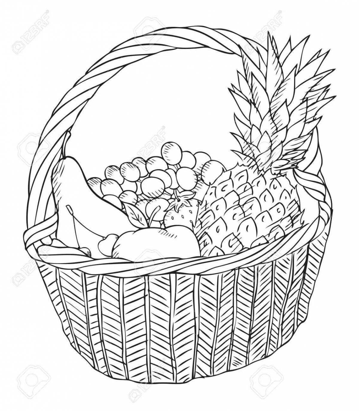 Coloring book shining grocery basket