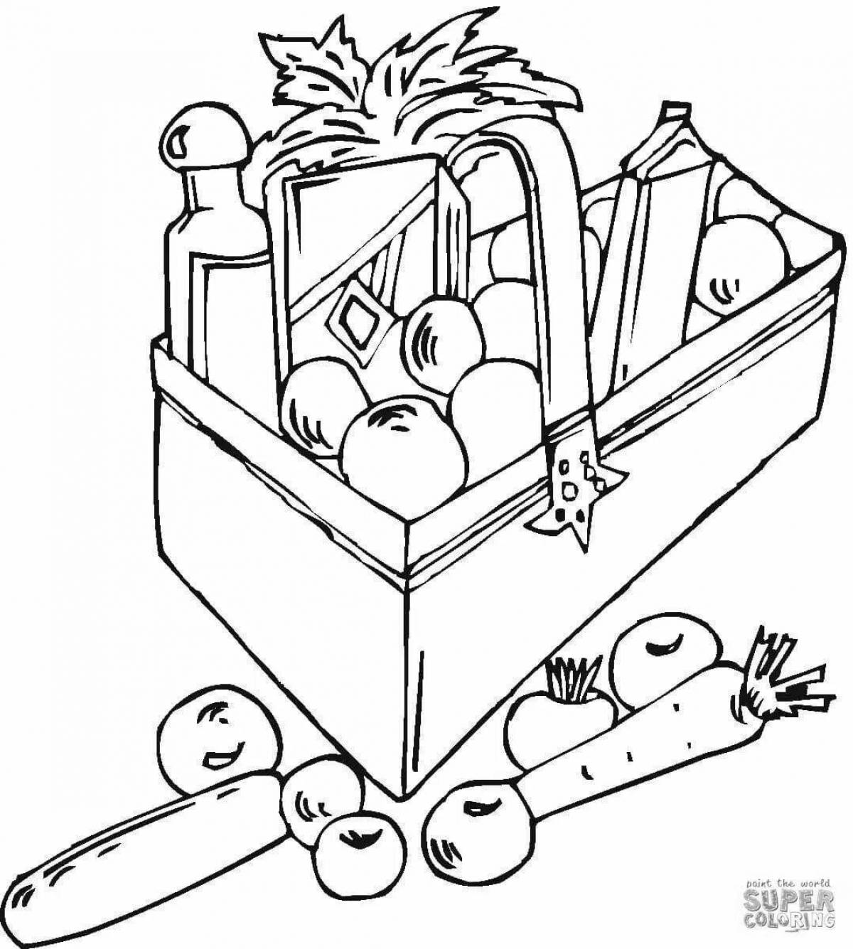 Coloring book elegant grocery cart