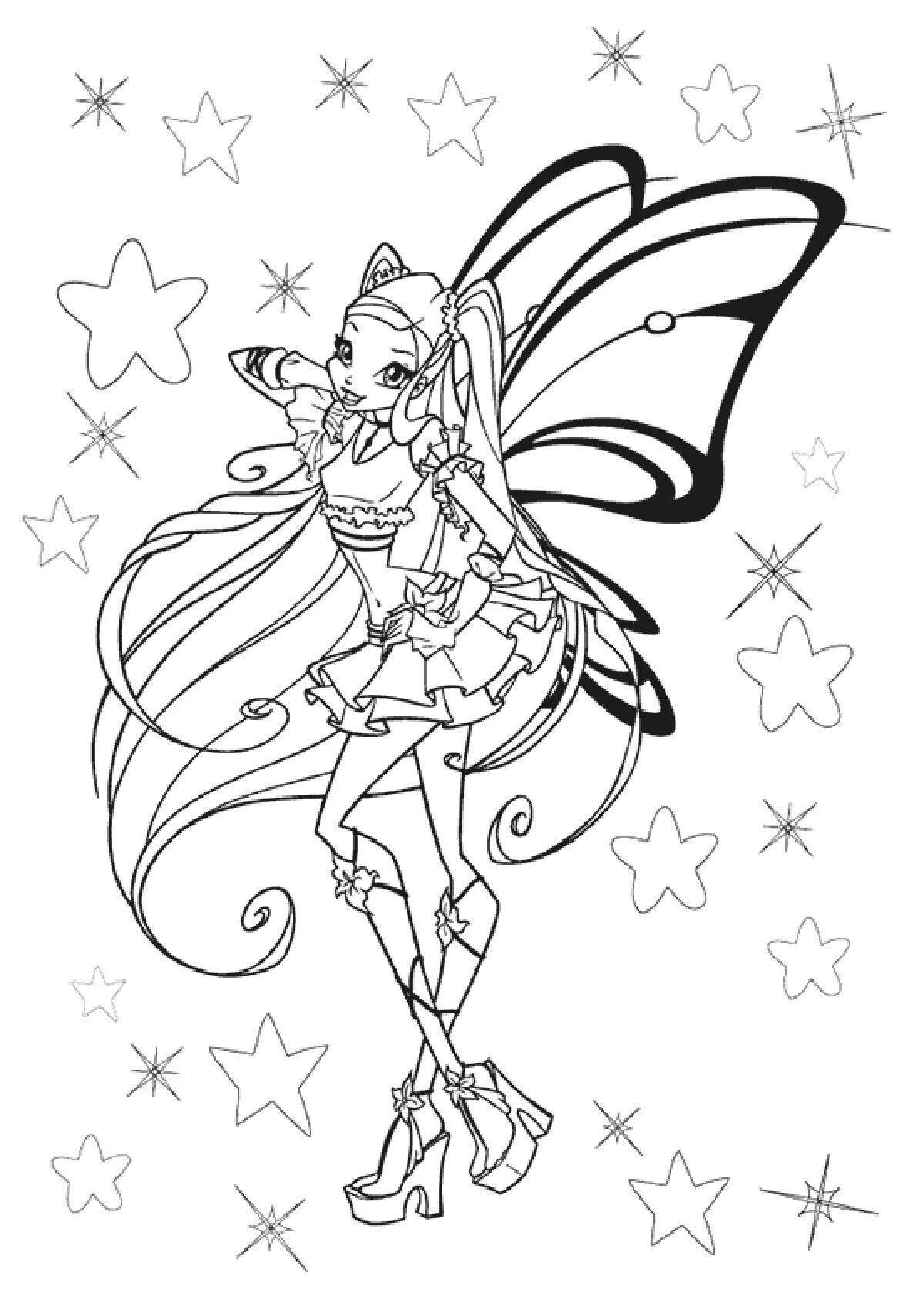 Winx stella glitter coloring book