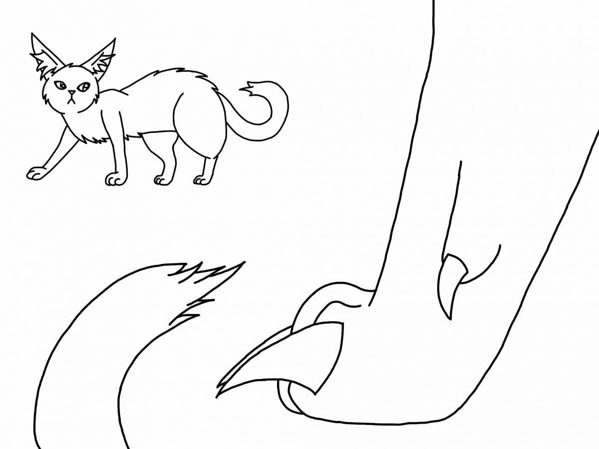 Coloring page amazing warrior cats fighting