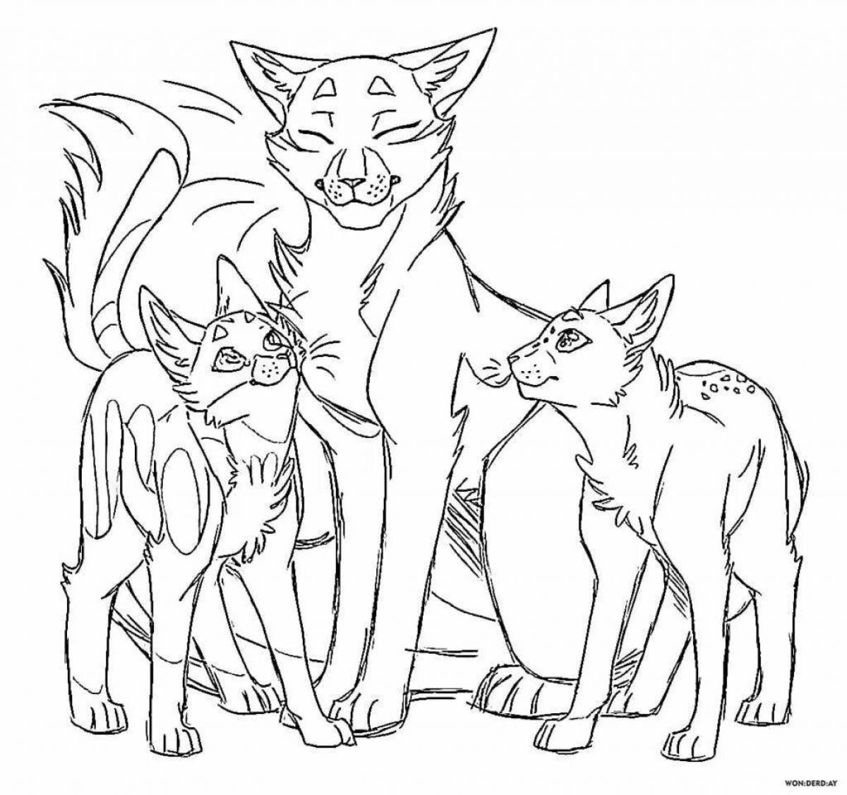 Coloring page awesome warrior cats fighting