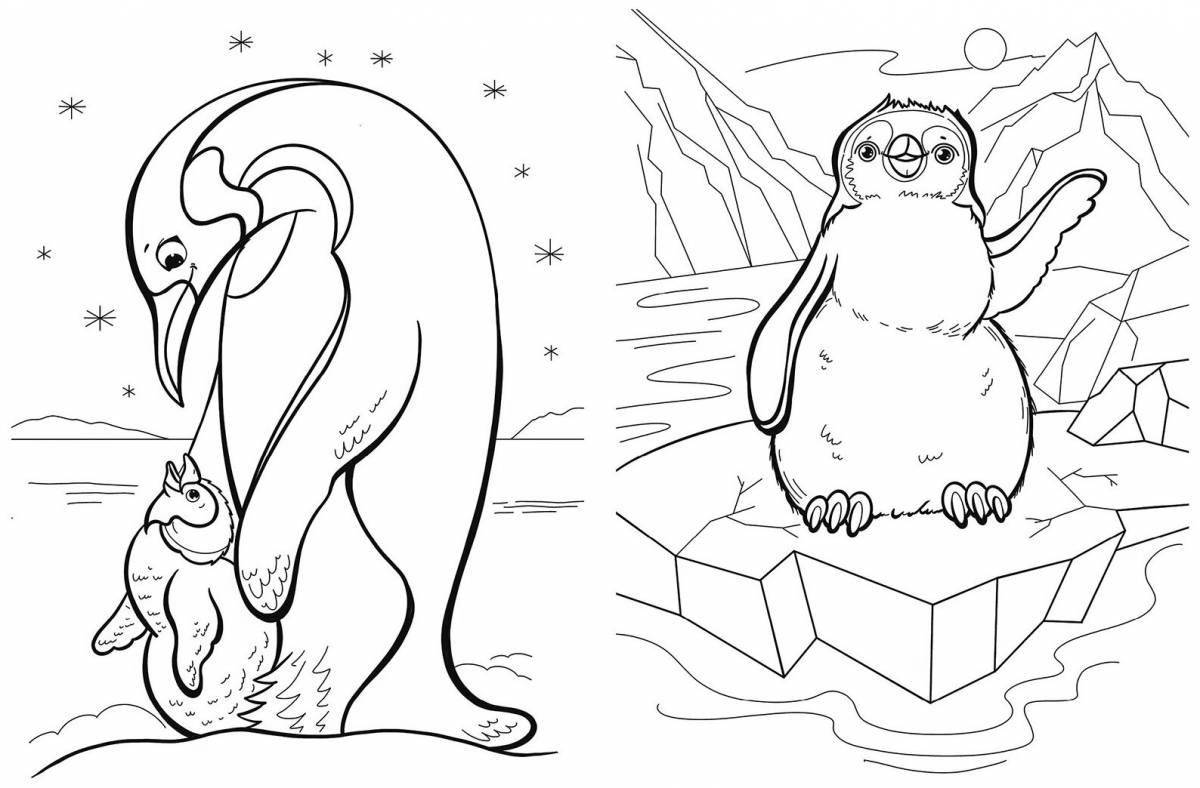 Adorable Penguin Ice Cream Coloring Page