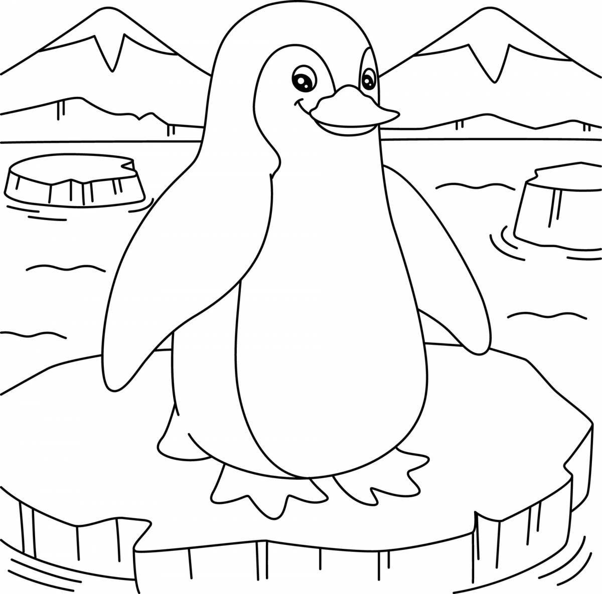Раскраска игривый пингвин с мороженым