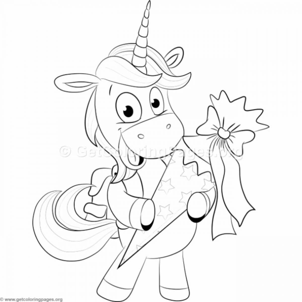 Vivacious coloring page unicorn with watermelon