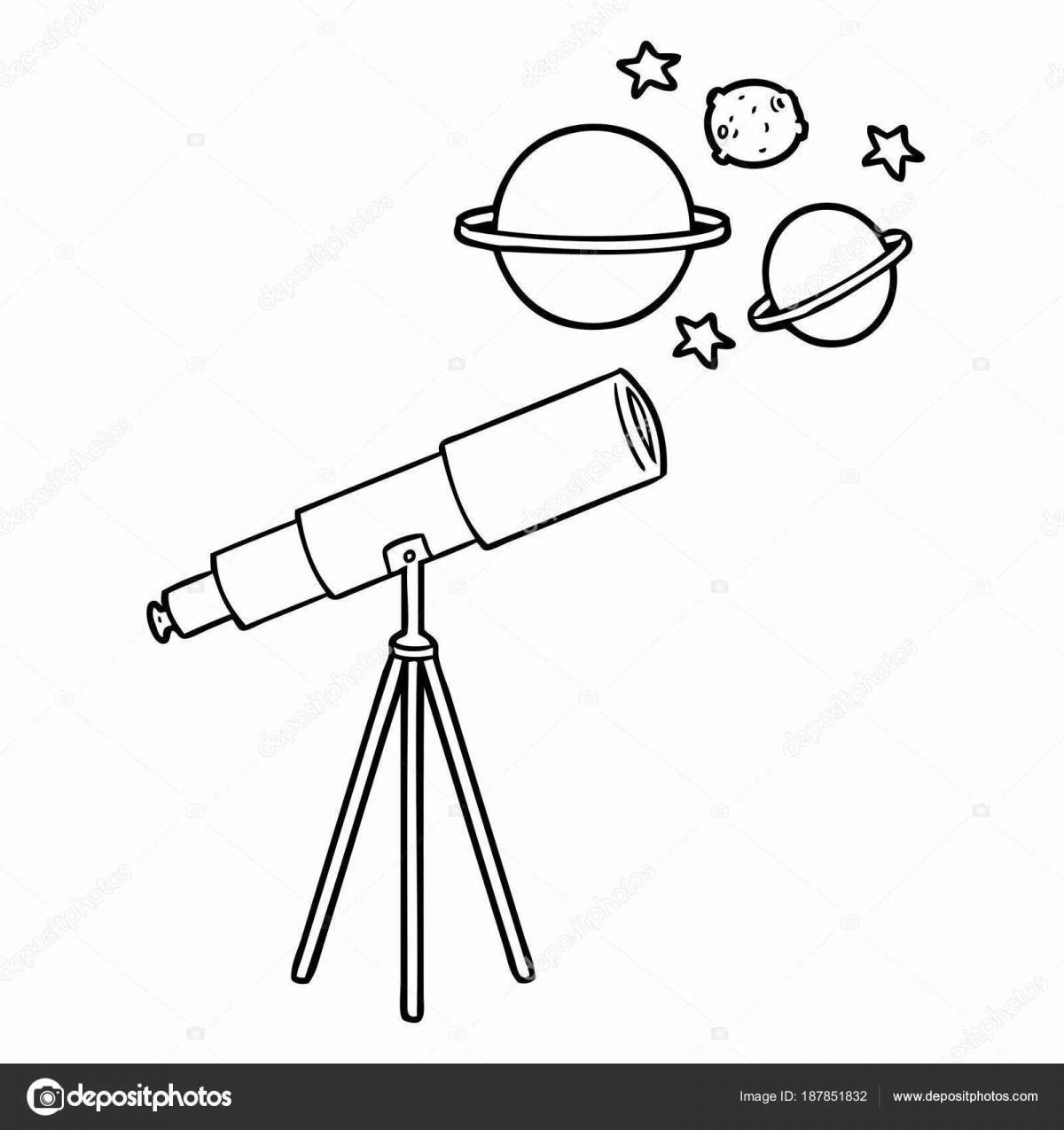 Joyful telescope coloring for kids